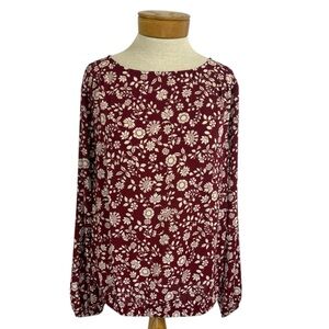 Loft M Floral Burgundy Women's Top